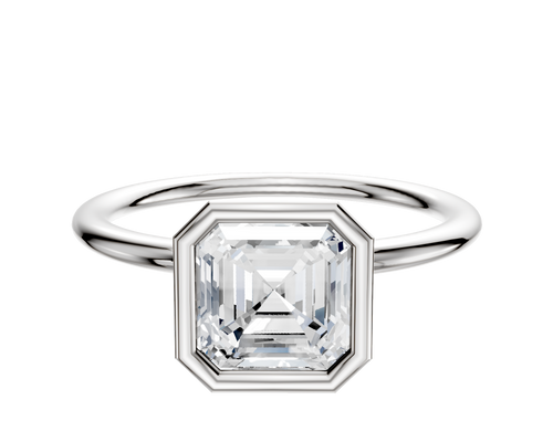 18K White Gold Bezel Full Bezel North/South Classic Dome 1.5mm Engagement Ring