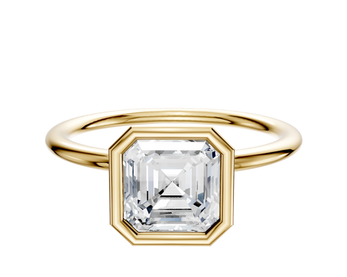 14K Yellow Gold Bezel Full Bezel North/South Classic Dome 1.5mm Engagement Ring