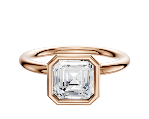 18K Rose Gold Bezel Full Bezel North/South Classic Dome 2.0mm Engagement Ring
