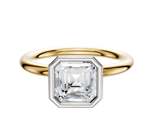 18K Two Tone Bezel Full Bezel North/South Classic Dome 2.0mm Engagement Ring