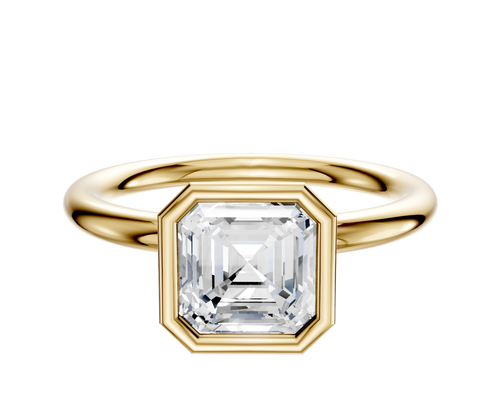 18K Yellow Gold Bezel Full Bezel North/South Classic Dome 2.0mm Engagement Ring