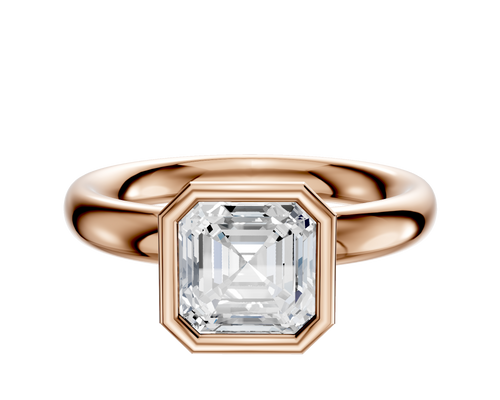 18K Rose Gold Bezel Full Bezel North/South Classic Dome 3.0mm Engagement Ring