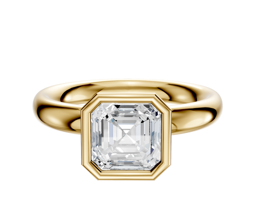 14K Yellow Gold Bezel Full Bezel North/South Classic Dome 3.0mm Engagement Ring