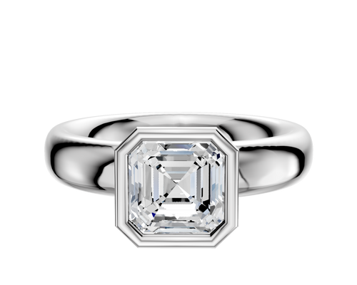 18K White Gold Bezel Full Bezel North/South Classic Dome 4.0mm Engagement Ring