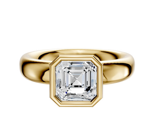 14K Yellow Gold Bezel Full Bezel North/South Classic Dome 4.0mm Engagement Ring