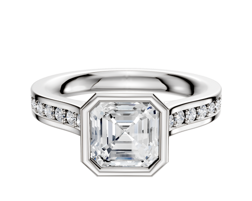Platinum Bezel Full Bezel North/South Cathedral Flat 1-Row-Pave 2.5mm Engagement Ring