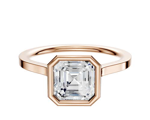 18K Rose Gold Bezel Full Bezel North/South Cathedral Flat 1.5mm Engagement Ring