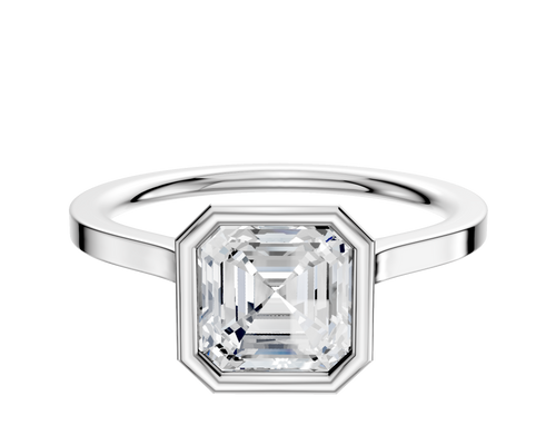14K White Gold Bezel Full Bezel North/South Cathedral Flat 1.5mm Engagement Ring