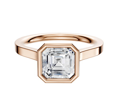 18K Rose Gold Bezel Full Bezel North/South Cathedral Flat 2.0mm Engagement Ring