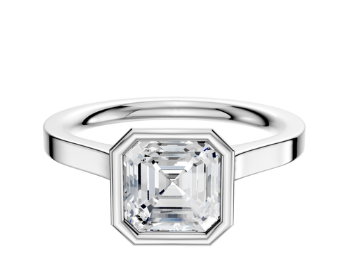 Platinum Bezel Full Bezel North/South Cathedral Flat 2.0mm Engagement Ring