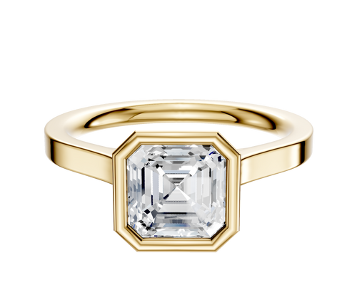 18K Yellow Gold Bezel Full Bezel North/South Cathedral Flat 2.0mm Engagement Ring
