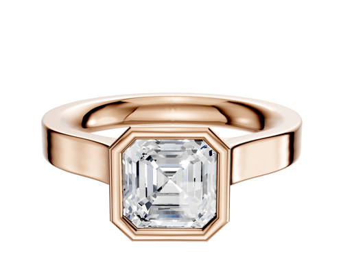 18K Rose Gold Bezel Full Bezel North/South Cathedral Flat 3.0mm Engagement Ring
