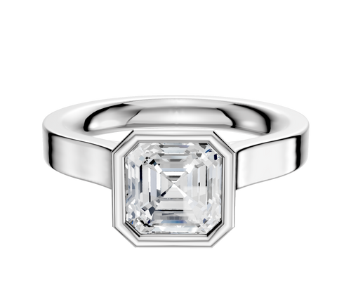 14K White Gold Bezel Full Bezel North/South Cathedral Flat 3.0mm Engagement Ring