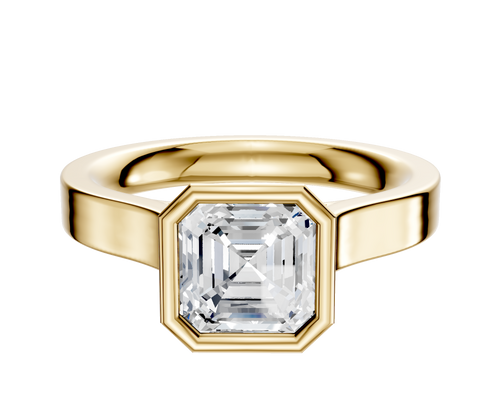 18K Yellow Gold Bezel Full Bezel North/South Cathedral Flat 3.0mm Engagement Ring