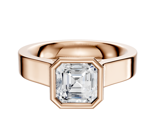 18K Rose Gold Bezel Full Bezel North/South Cathedral Flat 4.0mm Engagement Ring