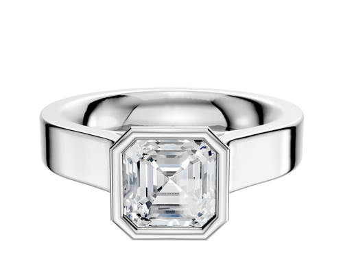 18K White Gold Bezel Full Bezel North/South Cathedral Flat 4.0mm Engagement Ring