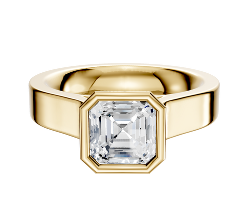 18K Yellow Gold Bezel Full Bezel North/South Cathedral Flat 4.0mm Engagement Ring