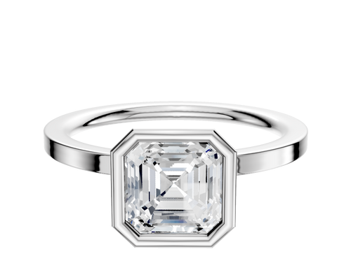 14K White Gold Bezel Full Bezel North/South Classic Flat 1.5mm Engagement Ring
