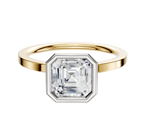 14K Two Tone Bezel Full Bezel North/South Classic Flat 1.5mm Engagement Ring