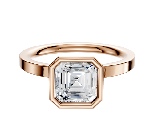 18K Rose Gold Bezel Full Bezel North/South Classic Flat 2.0mm Engagement Ring