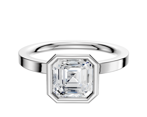 18K White Gold Bezel Full Bezel North/South Classic Flat 2.0mm Engagement Ring