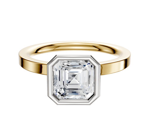 14K Two Tone Bezel Full Bezel North/South Classic Flat 2.0mm Engagement Ring