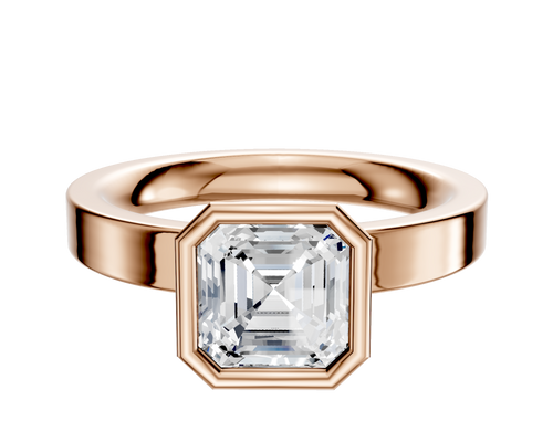 18K Rose Gold Bezel Full Bezel North/South Classic Flat 3.0mm Engagement Ring