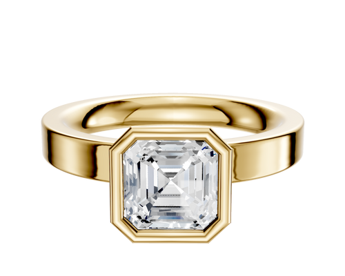 18K Yellow Gold Bezel Full Bezel North/South Classic Flat 3.0mm Engagement Ring