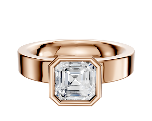 18K Rose Gold Bezel Full Bezel North/South Classic Flat 4.0mm Engagement Ring