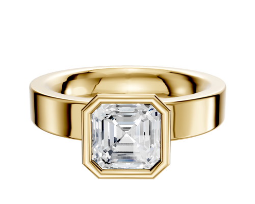 18K Yellow Gold Bezel Full Bezel North/South Classic Flat 4.0mm Engagement Ring