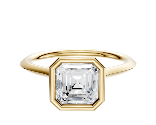 14K Yellow Gold Bezel Full Bezel North/South Cathedral Knife Edge 1.5mm Engagement Ring