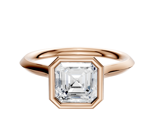 18K Rose Gold Bezel Full Bezel North/South Cathedral Knife Edge 2.0mm Engagement Ring