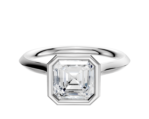 14K White Gold Bezel Full Bezel North/South Cathedral Knife Edge 2.0mm Engagement Ring