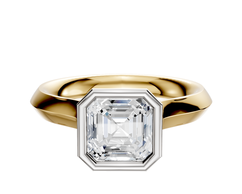 14K Two Tone Bezel Full Bezel North/South Cathedral Knife Edge 3.0mm Engagement Ring