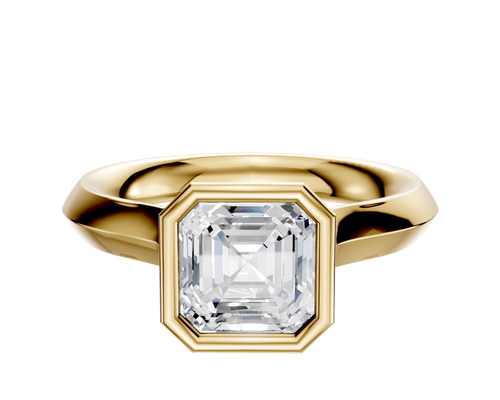 14K Yellow Gold Bezel Full Bezel North/South Cathedral Knife Edge 3.0mm Engagement Ring