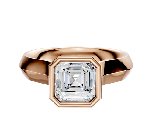 18K Rose Gold Bezel Full Bezel North/South Cathedral Knife Edge 4.0mm Engagement Ring