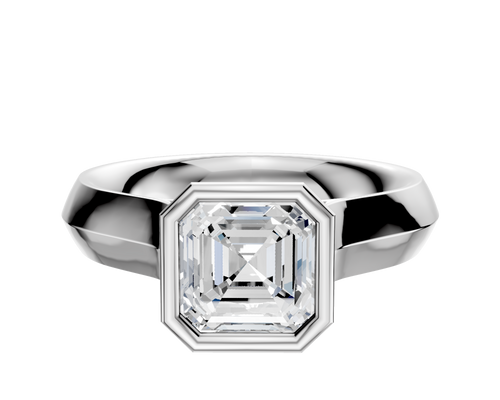 18K White Gold Bezel Full Bezel North/South Cathedral Knife Edge 4.0mm Engagement Ring
