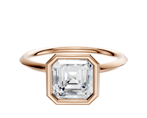18K Rose Gold Bezel Full Bezel North/South Classic Knife Edge 1.5mm Engagement Ring
