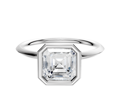 14K White Gold Bezel Full Bezel North/South Classic Knife Edge 1.5mm Engagement Ring