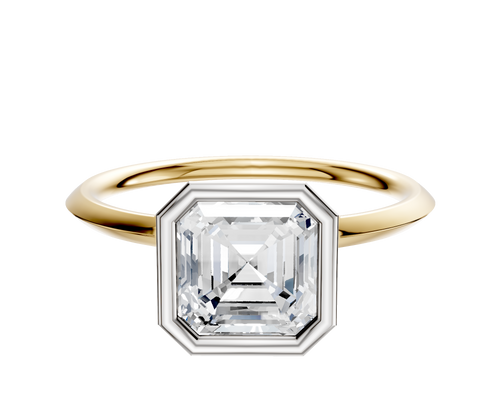 18K Two Tone Bezel Full Bezel North/South Classic Knife Edge 1.5mm Engagement Ring