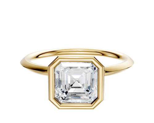 14K Yellow Gold Bezel Full Bezel North/South Classic Knife Edge 1.5mm Engagement Ring