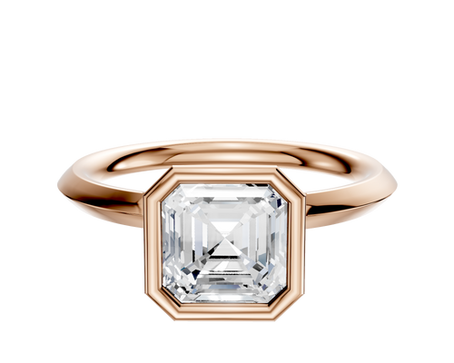 18K Rose Gold Bezel Full Bezel North/South Classic Knife Edge 2.0mm Engagement Ring