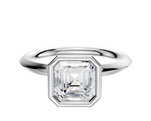 18K White Gold Bezel Full Bezel North/South Classic Knife Edge 2.0mm Engagement Ring
