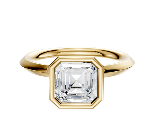 18K Yellow Gold Bezel Full Bezel North/South Classic Knife Edge 2.0mm Engagement Ring