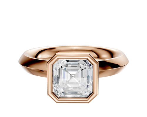 14K Rose Gold Bezel Full Bezel North/South Classic Knife Edge 3.0mm Engagement Ring