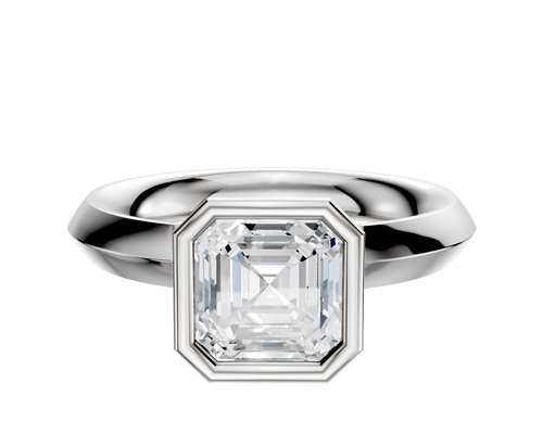 14K White Gold Bezel Full Bezel North/South Classic Knife Edge 3.0mm Engagement Ring