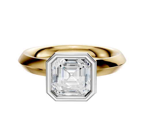 14K Two Tone Bezel Full Bezel North/South Classic Knife Edge 3.0mm Engagement Ring