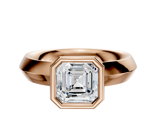 18K Rose Gold Bezel Full Bezel North/South Classic Knife Edge 4.0mm Engagement Ring