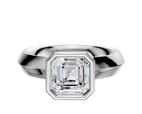 Platinum Bezel Full Bezel North/South Classic Knife Edge 4.0mm Engagement Ring