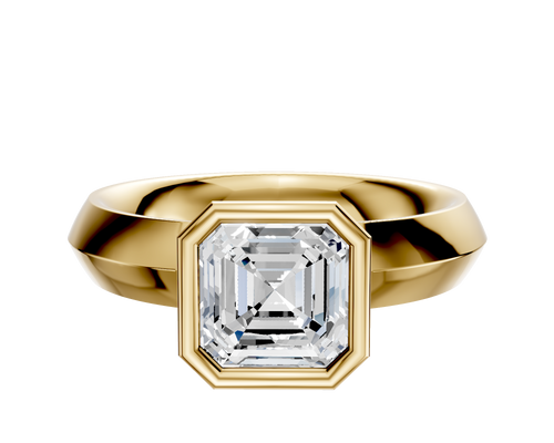 14K Yellow Gold Bezel Full Bezel North/South Classic Knife Edge 4.0mm Engagement Ring